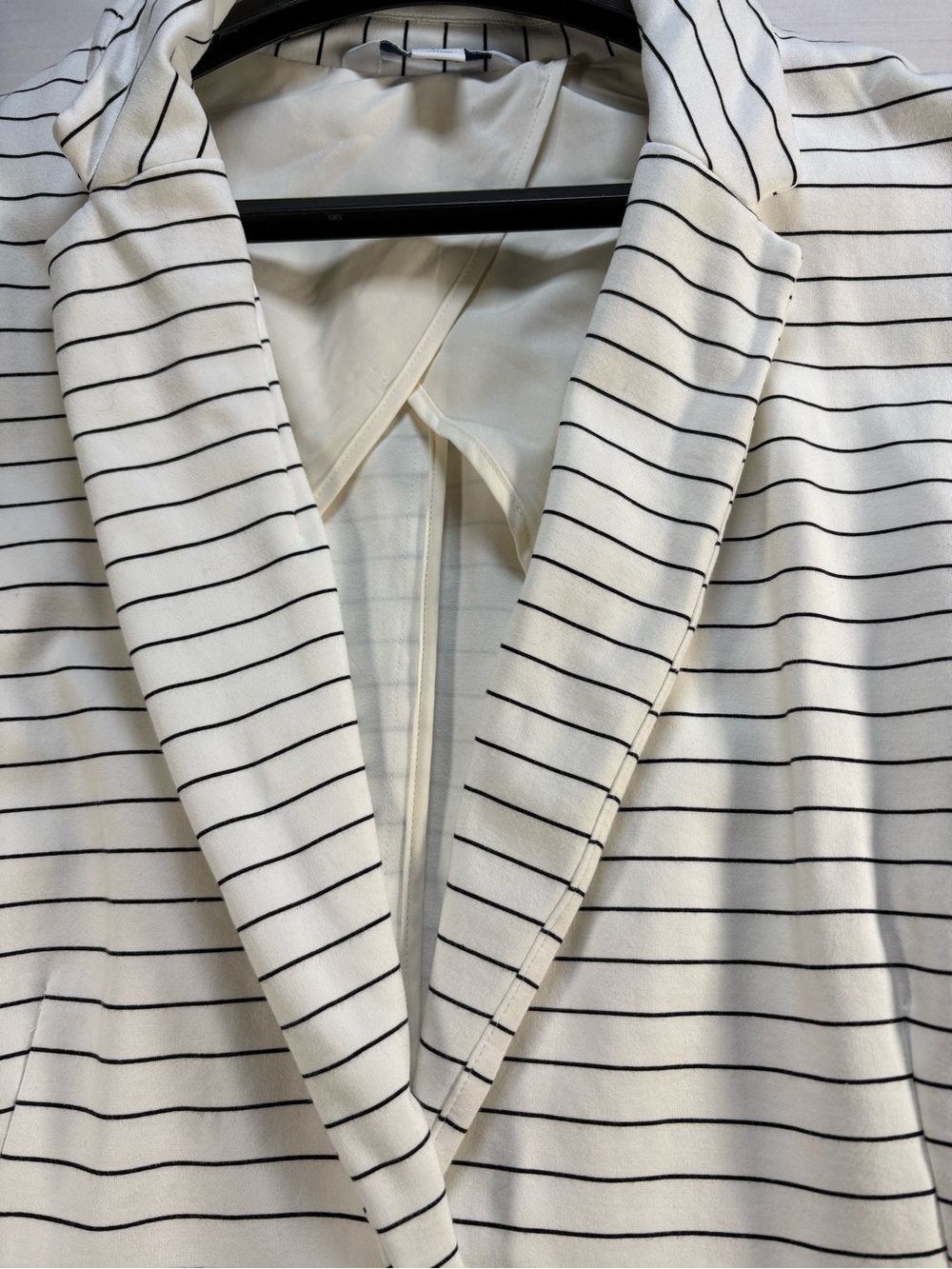 Old Navy Womens XXL Knit Blazer Jacket White Black Striped Single Button Stretch